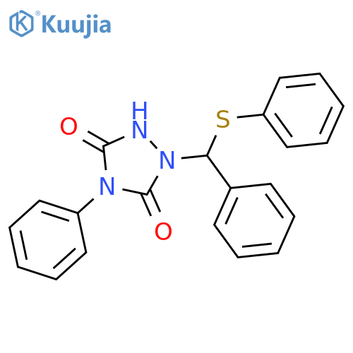 1,2,4-Triazolidine-3,5-dione, 4-phenyl-1-[phenyl(phenylthio)methyl]- structure