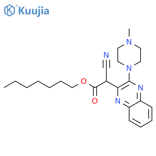 heptyl 2-cyano-2-3-(4-methylpiperazin-1-yl)quinoxalin-2-ylacetate structure