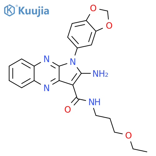 2-amino-1-(2H-1,3-benzodioxol-5-yl)-N-(3-ethoxypropyl)-1H-pyrrolo2,3-bquinoxaline-3-carboxamide structure