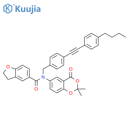 5-Benzofurancarboxamide,N-[[4-[(4-butylphenyl)ethynyl]phenyl]methyl]-N-(2,2-dimethyl-4-oxo-4H-1,3-benzodioxin-6-yl)-2,3-dihydro- structure