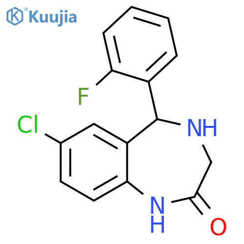 7-chloro-5-(2-fluorophenyl)-2,3,4,5-tetrahydro-1H-1,4-benzodiazepin-2-one structure