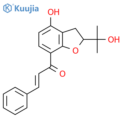(E)-1-[2,3-Dihydro-4-hydroxy-2-(1-hydroxy-1-methylethyl)benzofuran-7-yl]-3-phenyl-2-propen-1-one structure