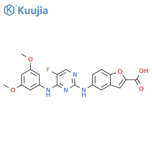 2-Benzofurancarboxylic acid,5-[[4-[(3,5-dimethoxyphenyl)amino]-5-fluoro-2-pyrimidinyl]amino]- structure