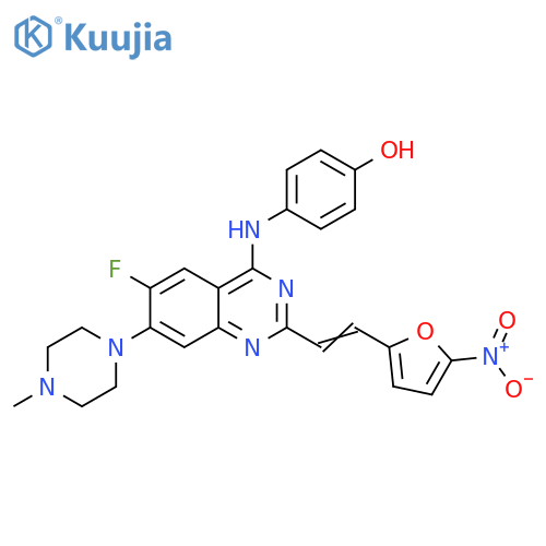 4-({6-Fluoro-7-(4-methyl-1-piperazinyl)-2-[2-(5-nitro-2-furyl)vinyl]-4-quinazolinyl}amino)phenol structure