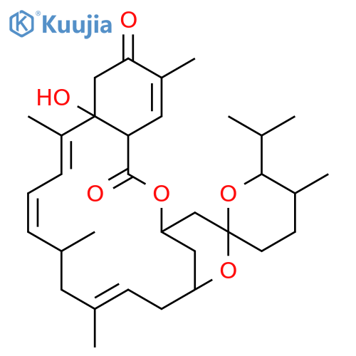(9E,13E,15E)-16a-hydroxy-5',10,12,16,19-pentamethyl-6'-(1-methylethyl)-3,3',4,4',5',6',7,8,11,12,16a,20a-dodecahydro-1H-spiro[3,7-methano[2,6]benzodioxacyclooctadecine-5,2'-pyran]-1,18(17H)-dione structure