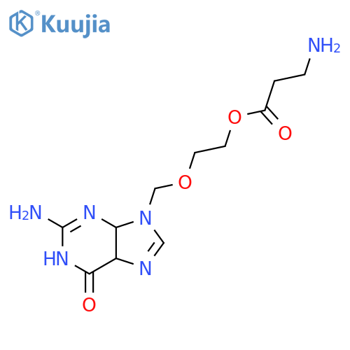 2-[(2-amino-6-oxo-1,4,5,6-tetrahydro-9H-purin-9-yl)methoxy]ethyl beta-alaninate structure