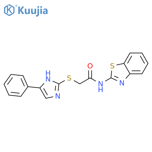 N-(1,3-benzothiazol-2-yl)-2-(5-phenyl-1H-imidazol-2-yl)sulfanylacetamide structure