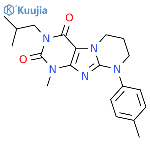 1-methyl-9-(4-methylphenyl)-3-(2-methylpropyl)-1H,2H,3H,4H,6H,7H,8H,9H-pyrimido1,2-gpurine-2,4-dione structure