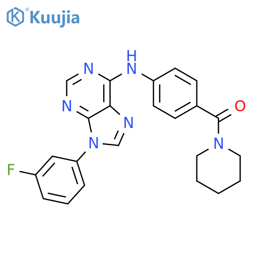 Piperidine, 1-[4-[[9-(3-fluorophenyl)-9H-purin-6-yl]amino]benzoyl]- structure