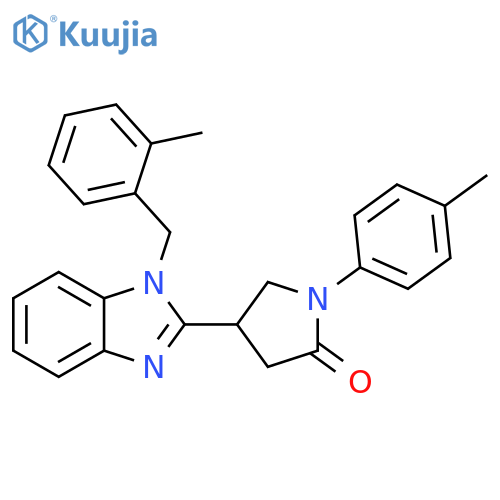 1-(4-methylphenyl)-4-{1-(2-methylphenyl)methyl-1H-1,3-benzodiazol-2-yl}pyrrolidin-2-one structure