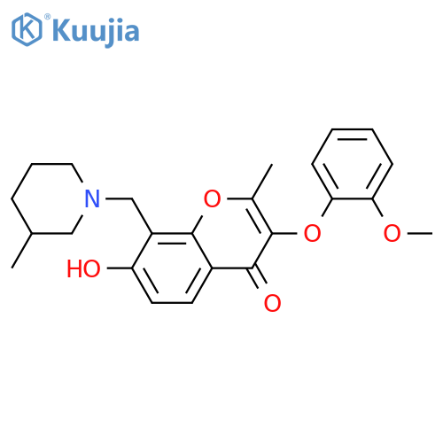7-hydroxy-3-(2-methoxyphenoxy)-2-methyl-8-(3-methylpiperidin-1-yl)methyl-4H-chromen-4-one structure