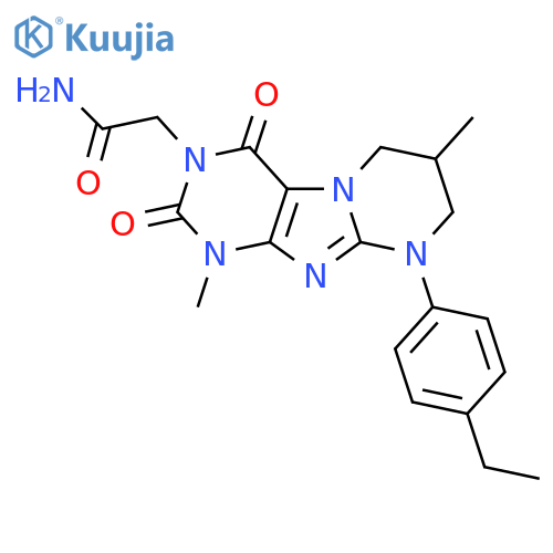 2-9-(4-ethylphenyl)-1,7-dimethyl-2,4-dioxo-1H,2H,3H,4H,6H,7H,8H,9H-pyrimido1,2-gpurin-3-ylacetamide structure