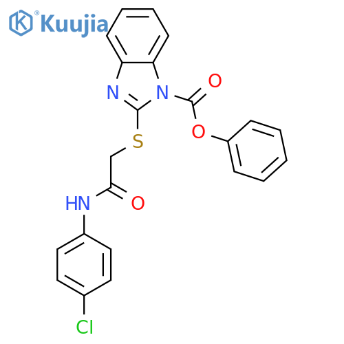 PHENYL 2-[(4-CHLOROPHENYLCARBAMOYL)METHYLTHIO]-1H-BENZO[D]IMIDAZOLE-1-CARBOXYLATE structure