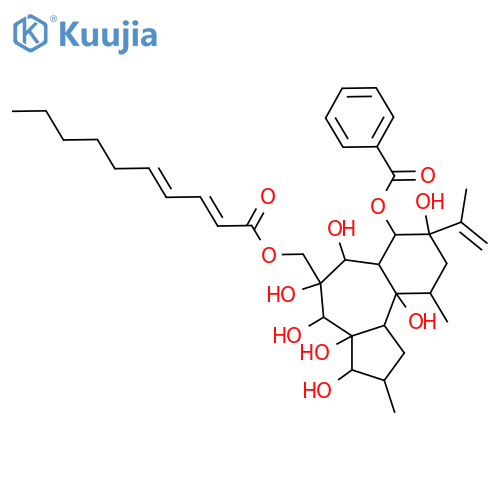 15-Daphnene-3,4,5,6,7,9,13,14,20-nonol; (3β,4β,5β,6β,7α,9α,13α,14α)-form, 14-Benzoyl, 20-O-(2E,4E-decadienoyl) structure