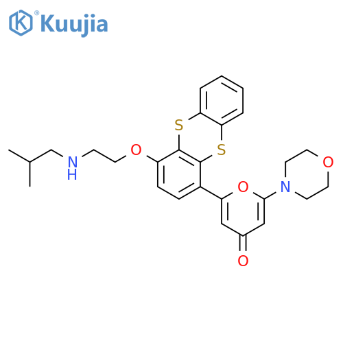 4H-Pyran-4-one,2-[4-[2-[(2-methylpropyl)amino]ethoxy]-1-thianthrenyl]-6-(4-morpholinyl)- structure