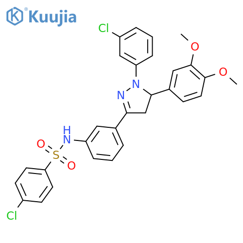 Benzenesulfonamide,4-chloro-N-[3-[1-(3-chlorophenyl)-5-(3,4-dimethoxyphenyl)-4,5-dihydro-1H-pyrazol-3-yl]phenyl]- structure