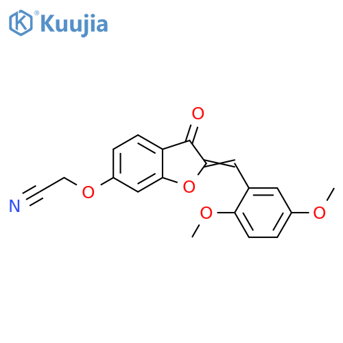 2-{(2Z)-2-(2,5-dimethoxyphenyl)methylidene-3-oxo-2,3-dihydro-1-benzofuran-6-yloxy}acetonitrile structure
