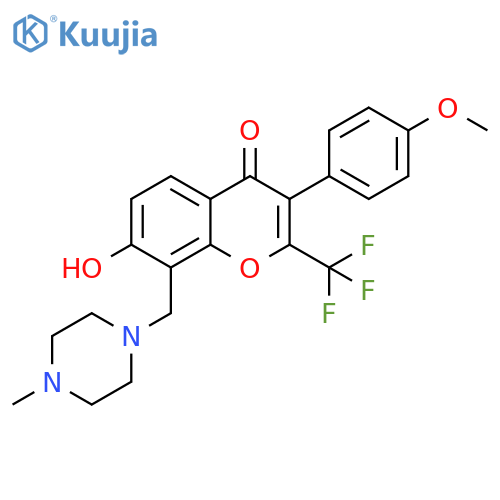 7-hydroxy-3-(4-methoxyphenyl)-8-(4-methylpiperazin-1-yl)methyl-2-(trifluoromethyl)-4H-chromen-4-one structure