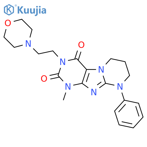 1-methyl-3-2-(morpholin-4-yl)ethyl-9-phenyl-1H,2H,3H,4H,6H,7H,8H,9H-pyrimido1,2-gpurine-2,4-dione structure