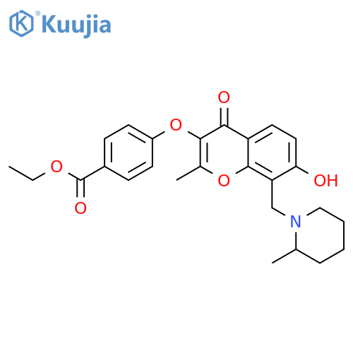ethyl 4-({7-hydroxy-2-methyl-8-(2-methylpiperidin-1-yl)methyl-4-oxo-4H-chromen-3-yl}oxy)benzoate structure