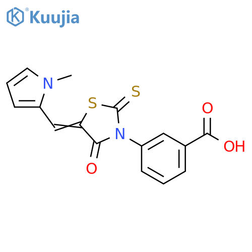 3-(5E)-5-(1-methyl-1H-pyrrol-2-yl)methylidene-4-oxo-2-sulfanylidene-1,3-thiazolidin-3-ylbenzoic acid structure