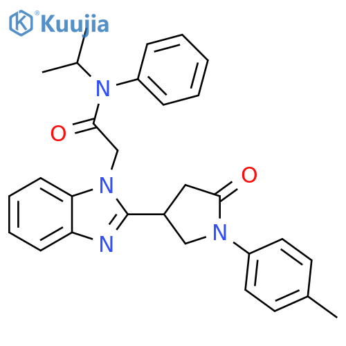 2-[2-[1-(4-methylphenyl)-5-oxopyrrolidin-3-yl]benzimidazol-1-yl]-N-phenyl-N-propan-2-ylacetamide structure