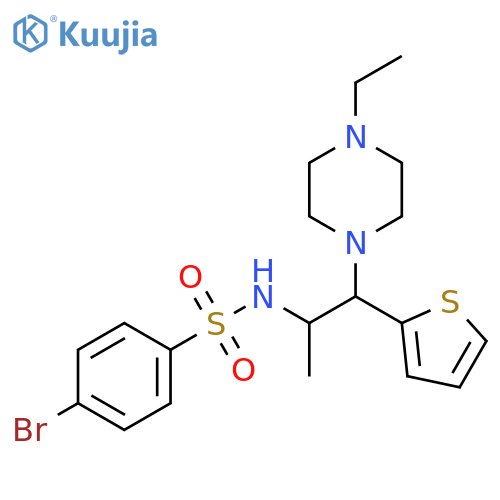 4-bromo-N-1-(4-ethylpiperazin-1-yl)-1-(thiophen-2-yl)propan-2-ylbenzene-1-sulfonamide structure