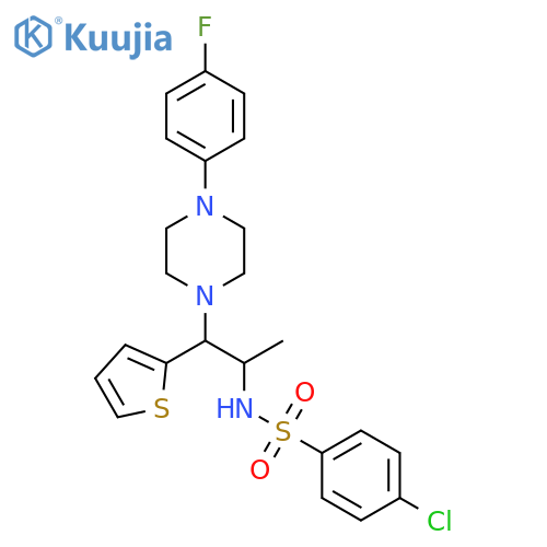 4-chloro-N-{1-4-(4-fluorophenyl)piperazin-1-yl-1-(thiophen-2-yl)propan-2-yl}benzene-1-sulfonamide structure