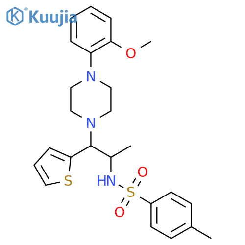 N-{1-4-(2-methoxyphenyl)piperazin-1-yl-1-(thiophen-2-yl)propan-2-yl}-4-methylbenzene-1-sulfonamide structure