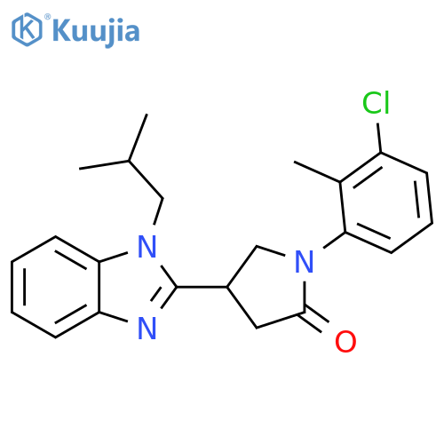 1-(3-chloro-2-methylphenyl)-4-1-(2-methylpropyl)-1H-1,3-benzodiazol-2-ylpyrrolidin-2-one structure