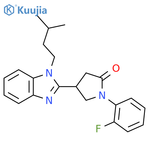 1-(2-fluorophenyl)-4-1-(3-methylbutyl)-1H-1,3-benzodiazol-2-ylpyrrolidin-2-one structure