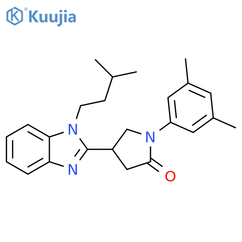 1-(3,5-dimethylphenyl)-4-1-(3-methylbutyl)-1H-1,3-benzodiazol-2-ylpyrrolidin-2-one structure