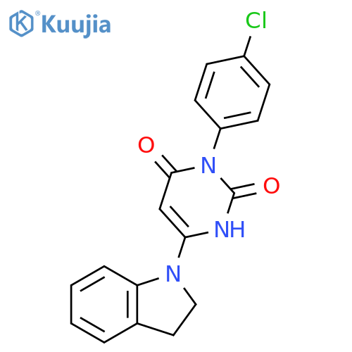 3-(4-chlorophenyl)-6-(2,3-dihydro-1H-indol-1-yl)-1,2,3,4-tetrahydropyrimidine-2,4-dione structure