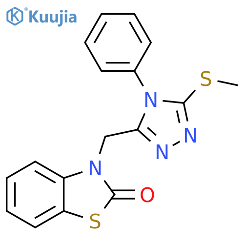 3-{5-(methylsulfanyl)-4-phenyl-4H-1,2,4-triazol-3-ylmethyl}-2,3-dihydro-1,3-benzothiazol-2-one structure