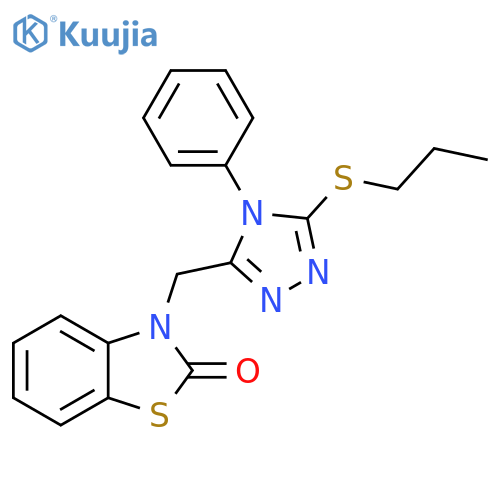 3-{[4-phenyl-5-(propylsulfanyl)-4H-1,2,4-triazol-3-yl]methyl}-2,3-dihydro-1,3-benzothiazol-2-one structure