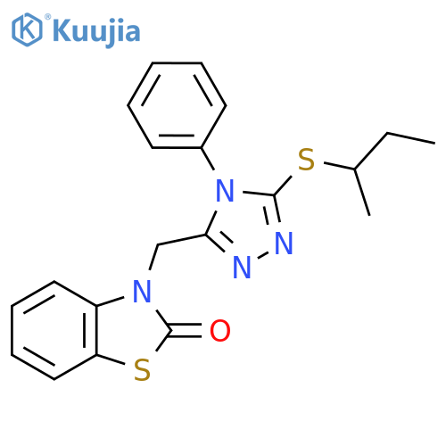 3-{5-(butan-2-ylsulfanyl)-4-phenyl-4H-1,2,4-triazol-3-ylmethyl}-2,3-dihydro-1,3-benzothiazol-2-one structure
