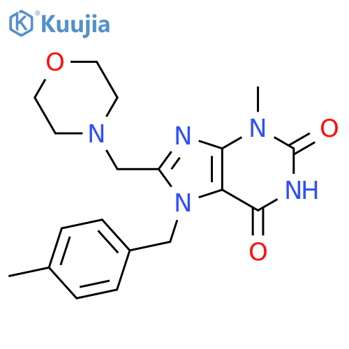 3-methyl-7-(4-methylphenyl)methyl-8-(morpholin-4-yl)methyl-2,3,6,7-tetrahydro-1H-purine-2,6-dione structure