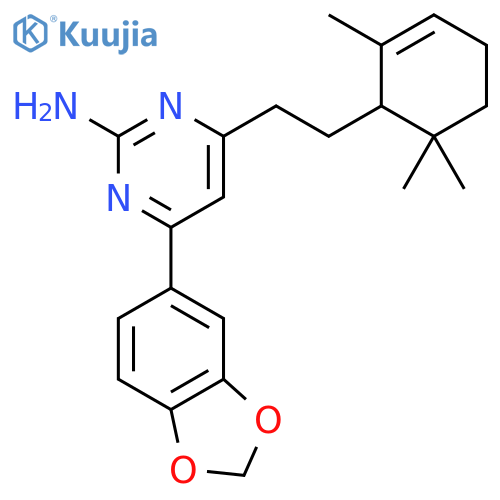 2-Pyrimidinamine,4-(1,3-benzodioxol-5-yl)-6-[2-(2,6,6-trimethyl-2-cyclohexen-1-yl)ethyl]- structure