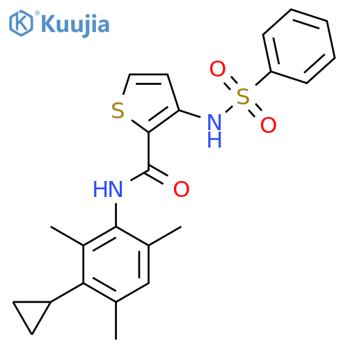 2-Thiophenecarboxamide,N-(3-cyclopropyl-2,4,6-trimethylphenyl)-3-[(phenylsulfonyl)amino]- structure