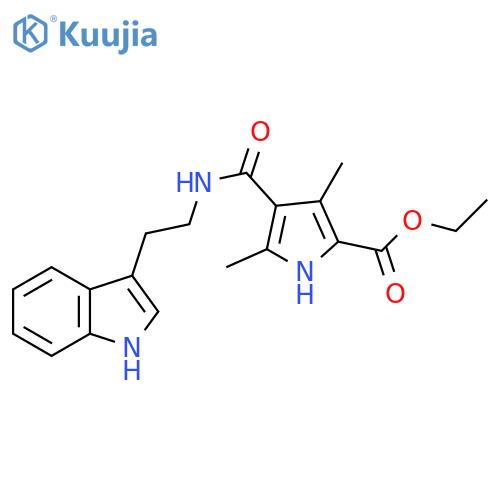 ethyl 4-{2-(1H-indol-3-yl)ethylcarbamoyl}-3,5-dimethyl-1H-pyrrole-2-carboxylate structure
