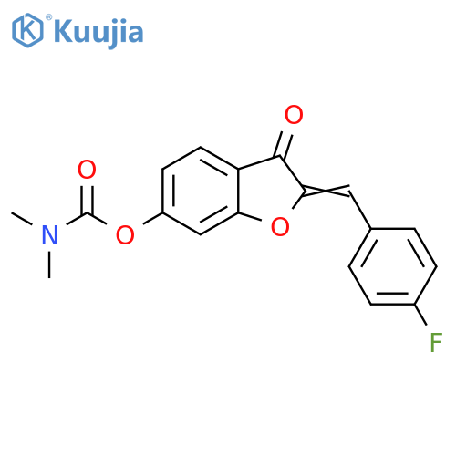 (2Z)-2-(4-fluorophenyl)methylidene-3-oxo-2,3-dihydro-1-benzofuran-6-yl N,N-dimethylcarbamate structure