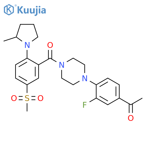 Piperazine,1-(4-acetyl-2-fluorophenyl)-4-[2-(2-methyl-1-pyrrolidinyl)-5-(methylsulfonyl)benzoyl]- structure