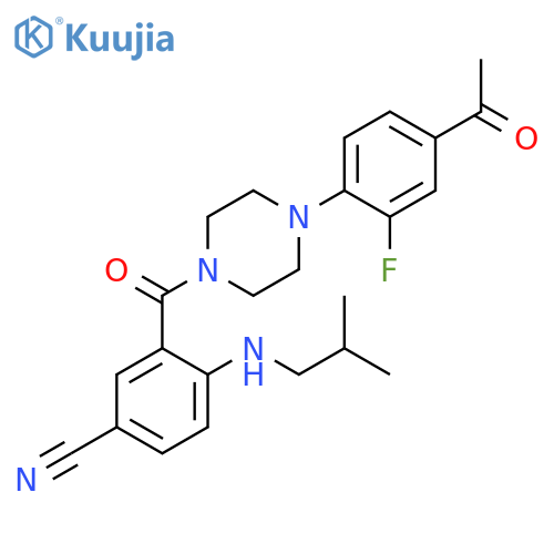 Piperazine,1-(4-acetyl-2-fluorophenyl)-4-[5-cyano-2-[(2-methylpropyl)amino]benzoyl]- structure