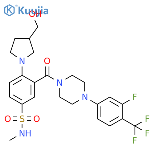 Piperazine,1-[3-fluoro-4-(trifluoromethyl)phenyl]-4-[2-[3-(hydroxymethyl)-1-pyrrolidinyl]-5-[(methylamino)sulfonyl]benzoyl]- structure