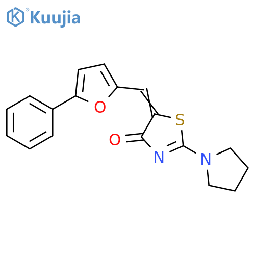 (5E)-5-(5-phenylfuran-2-yl)methylidene-2-(pyrrolidin-1-yl)-4,5-dihydro-1,3-thiazol-4-one structure