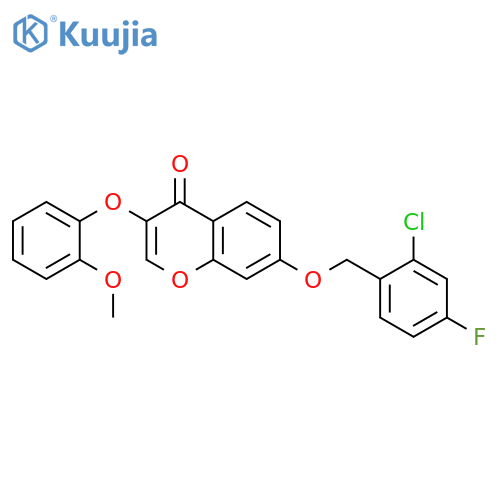 7-(2-chloro-4-fluorophenyl)methoxy-3-(2-methoxyphenoxy)-4H-chromen-4-one structure