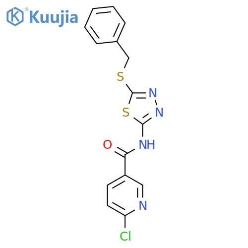 N-[5-(benzylsulfanyl)-1,3,4-thiadiazol-2-yl]-6-chloropyridine-3-carboxamide structure