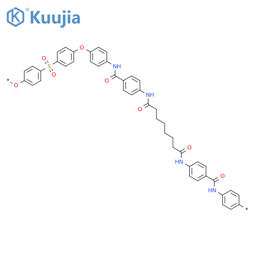Poly[oxy-1,4-phenylenesulfonyl-1,4-phenyleneoxy-1,4-phenyleneiminocarbonyl-1,4-phenyleneimino(1,8-dioxo-1,8-octanediyl)imino-1,4-phenylenecarbonylimino-1,4-phenylene] structure