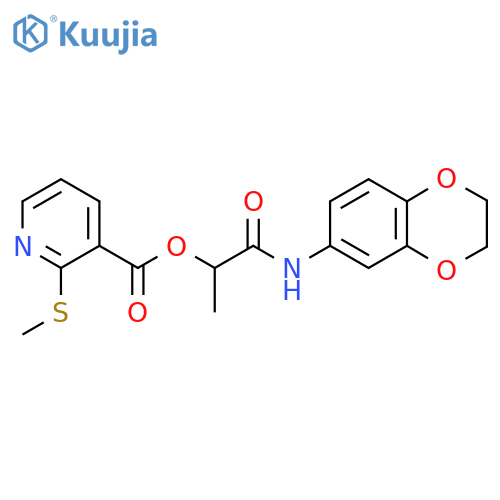 1-[(2,3-Dihydro-1,4-benzodioxin-6-yl)carbamoyl]ethyl 2-(methylsulfanyl)pyridine-3-carboxylate structure