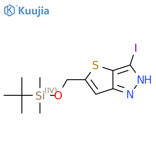 5-(((Tert-Butyldimethylsilyl)oxy)methyl)-3-iodo-1H-thieno[3,2-c]pyrazole structure